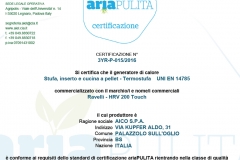 Certificazione aria pulita Ravelli HRV 200 touch